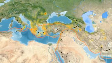 Ege deniz yaşamı özellikli. Yükseklik gri tonlamalı. Kavrayskiy VII projeksiyon