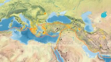 Ege deniz yaşamı özellikli. Yükseklik gri tonlamalı. Kavrayskiy VII projeksiyon