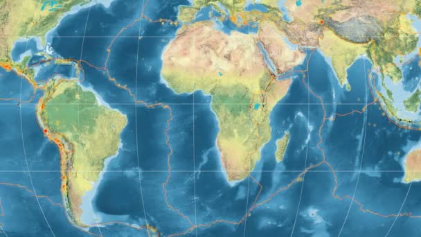 Egeïsche zee tektoniek featured. Hoogte grijswaarden. Kavrayskiy Vii projectie — Stockvideo