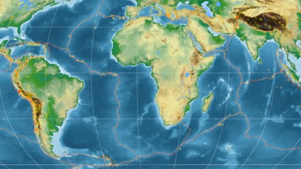 Tectónica del Mar Egeo. Escala de grises de elevación. Proyección de Kavrayskiy VII — Vídeo de stock