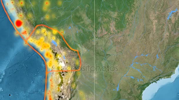 Tectónica do Altiplano. Imagens de satélite. Projecção de Kavrayskiy VII — Vídeo de Stock
