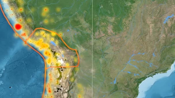 Προτεινόμενα Altiplano τεκτονική. Δορυφορικές εικόνες. Mollweide προβολής — Αρχείο Βίντεο