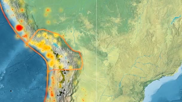 Tectónica del Altiplano. Topografía. Proyección de mollweide — Vídeo de stock