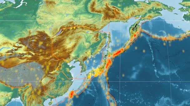 Amur tectónica aparece. Alivio. Proyección de Kavrayskiy VII — Vídeos de Stock