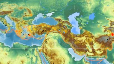 Anadolu deniz yaşamı özellikli. Kabartma. Mollweide projeksiyon