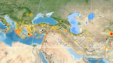 Anadolu deniz yaşamı özellikli. Uydu görüntüleri. Mollweide projeksiyon