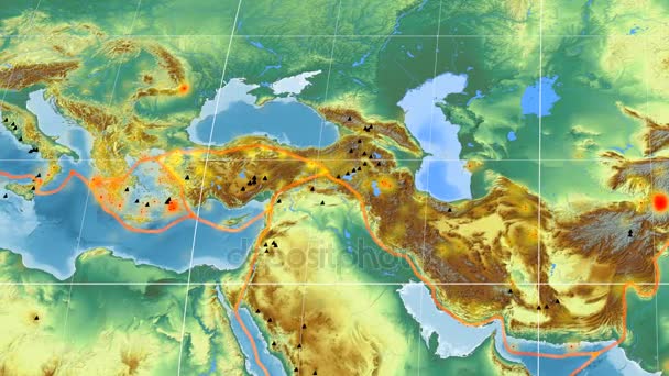 Tectónica de Anatolia presentada. Alivio. Proyección de mollweide — Vídeos de Stock