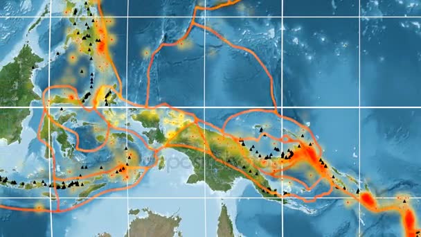 Aves Cabeza tectónica aparece. Imágenes de satélite. Proyección de Kavrayskiy VII — Vídeos de Stock