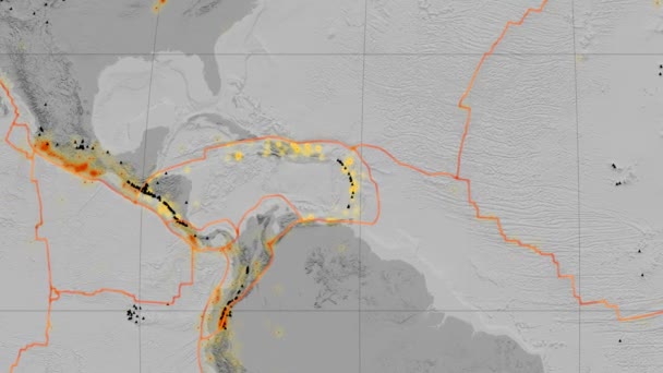 Карибская тектоника. Высота серого. Каврайский VII проектор — стоковое видео
