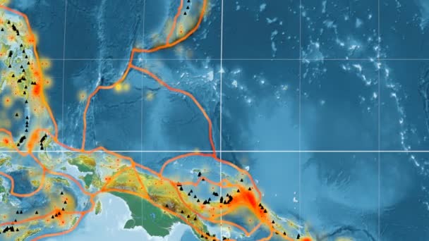 Caroline Tectonics apareció. Alivio. Proyección de Kavrayskiy VII — Vídeo de stock