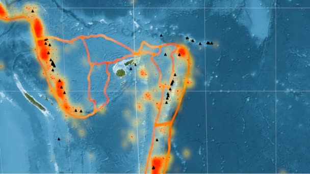 La tectonique du récif Conway est en vedette. Imagerie satellite. Projection Kavrayskiy VII — Video