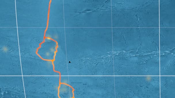 Tettonica pasquale in evidenza. Topografia. Proiezione di Mollweide — Video Stock