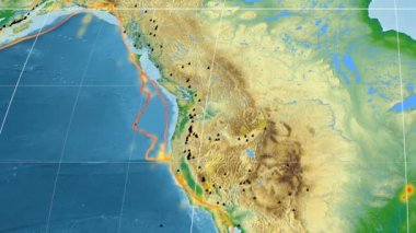 Juan De Fuca deniz yaşamı özellikli. Fiziksel. Mollweide projeksiyon