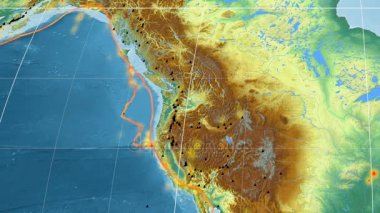 Juan De Fuca deniz yaşamı özellikli. Kabartma. Mollweide projeksiyon