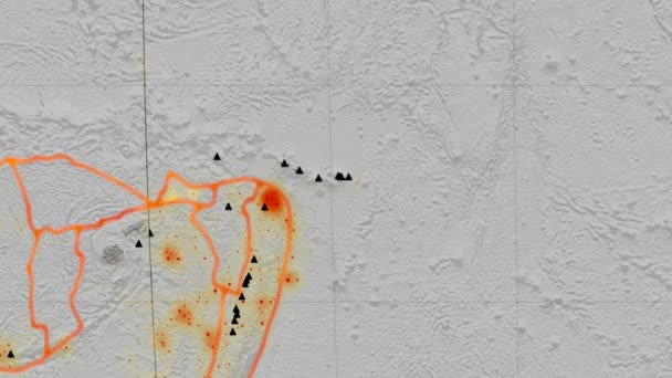 Tectónica de Futuna presentada. Escala de grises de elevación. Proyección de Kavrayskiy VII — Vídeos de Stock