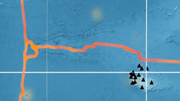 Galapagos tektoniek featured. Topografie. Kavrayskiy Vii projectie — Stockvideo
