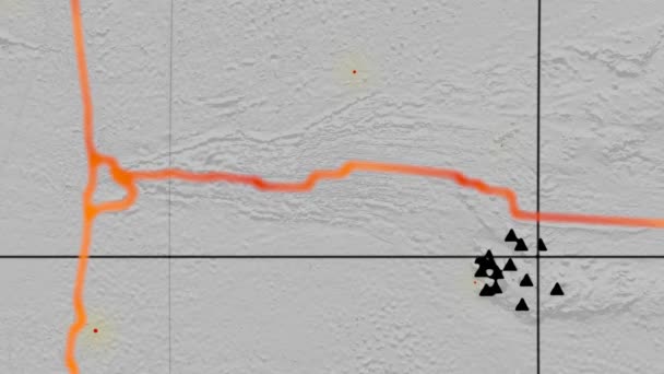 Galapagos tectonics featured. Elevation grayscale. Mollweide projection — Stock Video