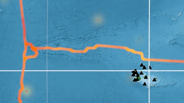 Galápagos tectônica destaque. Físico. Projecção Mollweide — Vídeo de Stock