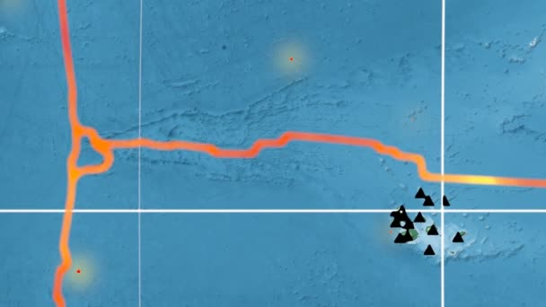 Galapagos-Tektonik vorgestellt. Erleichterung. Mollweide-Projektion — Stockvideo