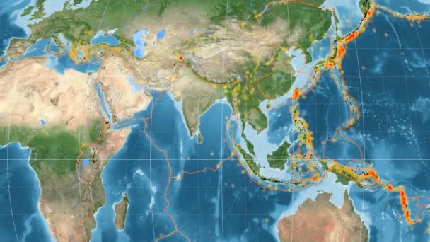 Indien tektonik skisserat. Satellitbilder. Kavrayskiy Vii projektion — Stockvideo