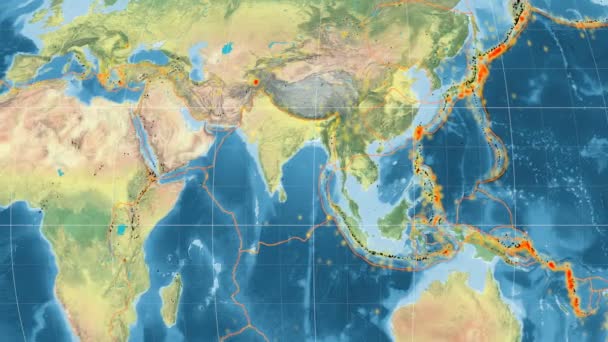 India tektoniek featured. Topografie. Kavrayskiy Vii projectie — Stockvideo