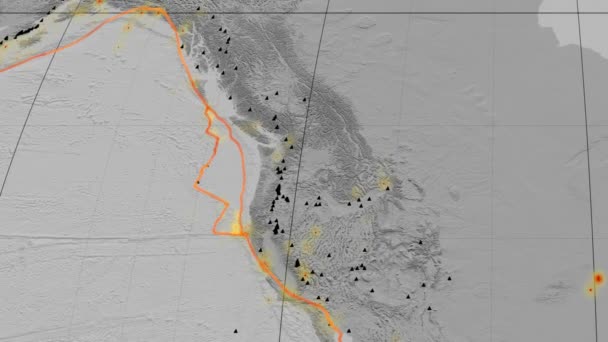 Juan De Fuca tectonique en vedette. Échelle de gris. Projection de Mollweide — Video