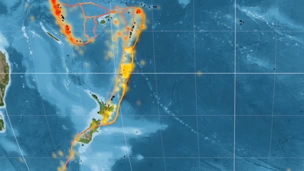Tonga tektoniek featured. Satellietbeelden. Mollweide projectie — Stockvideo