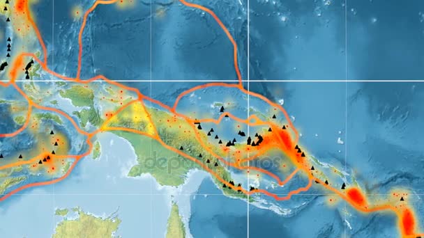 Maoke tectônica destaque. Topografia. Projecção de Kavrayskiy VII — Vídeo de Stock