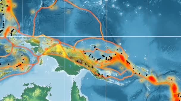Тектоніка Маоке ознаками. Рельєф. Моллвейда проекції — стокове відео