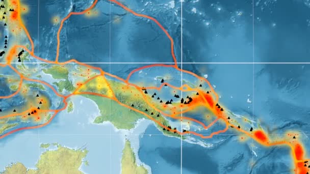 Maoke tectônica destaque. Topografia. Projecção Mollweide — Vídeo de Stock