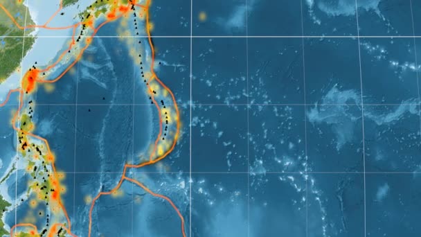 Tektonika Mariana opisywany. Zdjęcia satelitarne. Kavrayskiy Vii projekcja — Wideo stockowe
