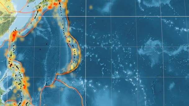 Tectónica de Mariana. Topografía. Proyección de Kavrayskiy VII — Vídeos de Stock