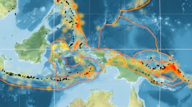 Molucca Denizi deniz yaşamı özellikli. Topografya. Mollweide projeksiyon