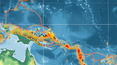 Kuzey Bismarck deniz yaşamı özellikli. Kabartma. Mollweide projeksiyon