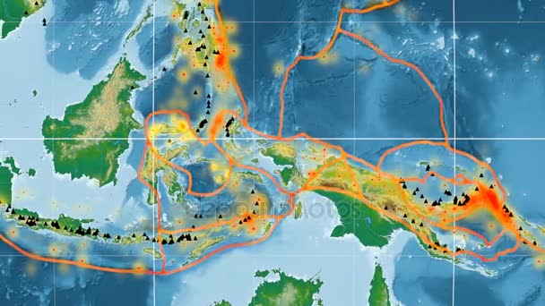 Molucca Sea tectônica destaque. Físico. Projecção de Kavrayskiy VII — Vídeo de Stock