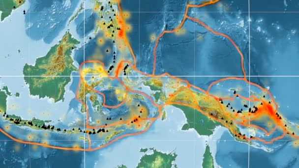 Tektonika Molucca moře vystupoval. Reliéf. Projekce Kavrayskiy Vii — Stock video