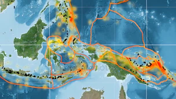 Молуккская тектоника. Спутниковые снимки. Каврайский VII проектор — стоковое видео