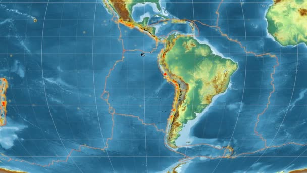 Apareció la tectónica Nazca. Alivio. Proyección de mollweide — Vídeo de stock