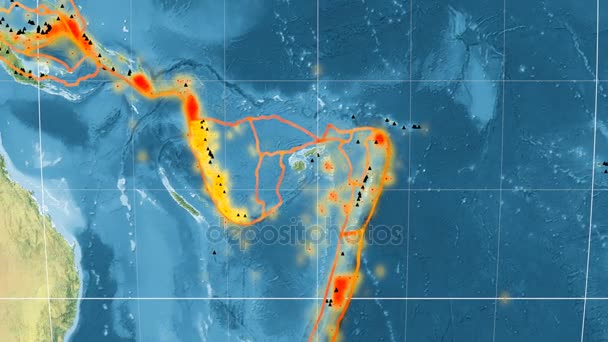 Nieuwe Hebriden tektoniek featured. Topografie. Kavrayskiy Vii projectie — Stockvideo