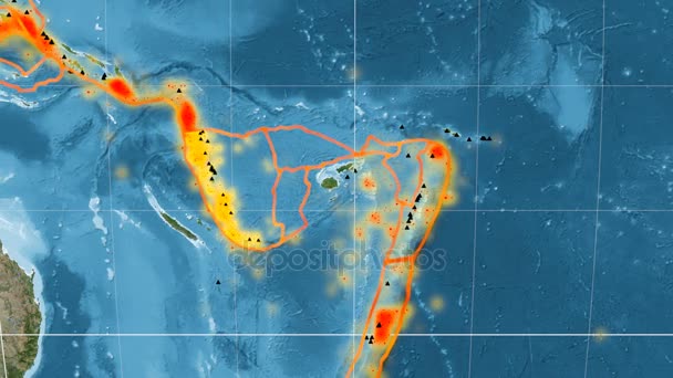 Nuevas Hébridas tectónicas destacados. Imágenes de satélite. Proyección de mollweide — Vídeo de stock