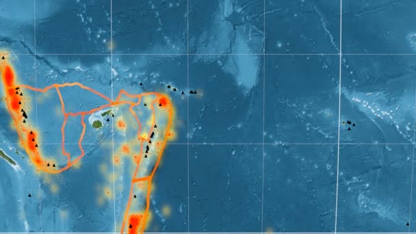 Apareció tectónica de Niuafou. Imágenes de satélite. Proyección de Kavrayskiy VII — Vídeos de Stock