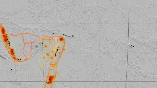 Niuafou tektoniek featured. Hoogte grijswaarden. Mollweide projectie — Stockvideo