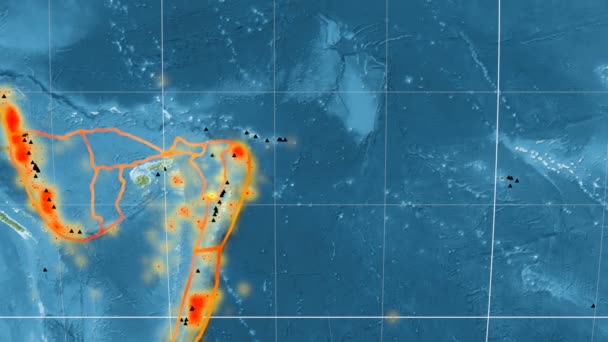 Tektonik Niuafou ditampilkan. Topografi. Proyeksi Mollweide — Stok Video