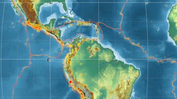 Tectónica de los Andes del Norte. Alivio. Proyección de Kavrayskiy VII — Vídeo de stock