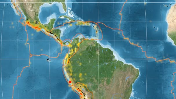 Tektonika północnych Andach opisywany. Zdjęcia satelitarne. Kavrayskiy Vii projekcja — Wideo stockowe