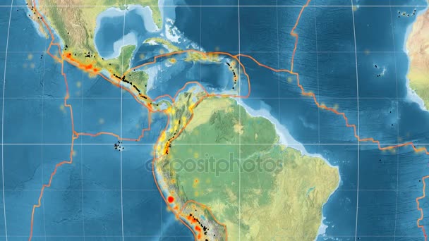 Norra Anderna tektonik skisserat. Topografi. Kavrayskiy Vii projektion — Stockvideo