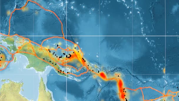 North Bismarck tectônica destaque. Topografia. Projecção de Kavrayskiy VII — Vídeo de Stock