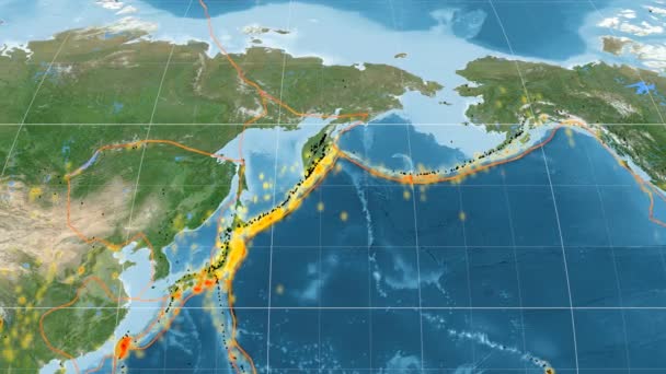 Okhotsk tektonics vorgestellt. Satellitenbilder. kavrayskiy vii Projektion — Stockvideo