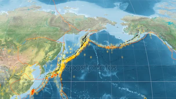 Okhotsk tektonik skisserat. Topografi. Kavrayskiy Vii projektion — Stockvideo