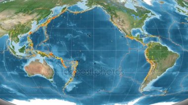 Pasifik deniz yaşamı özellikli. Uydu görüntüleri. Mollweide projeksiyon